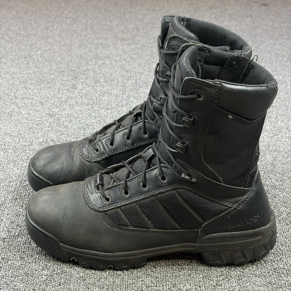 Bates Tactical Sport Mens Size 10.5 Black Leather Side Zip Combat Boots E02261